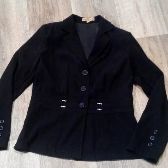 Notations Black Button down Blazer with silver buckle accents Size 1X - Picture 4 of 8